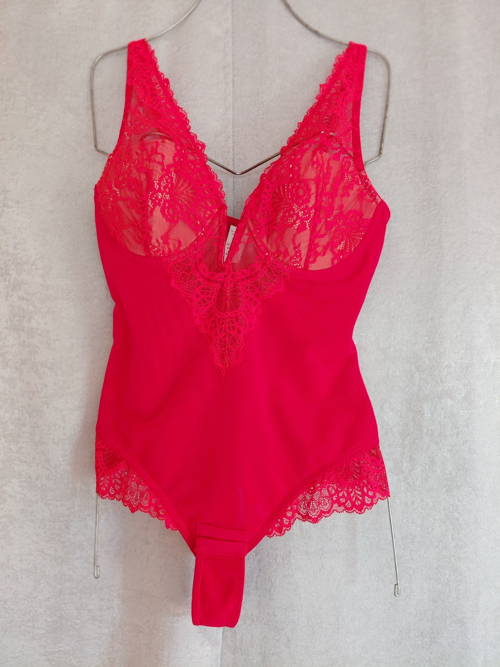Red Lace Shapewear Bodysuit - Women's Intimates Size -M